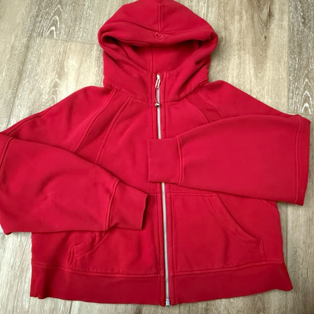 Lululemon Oversized Red Scuba zip up hoodie
